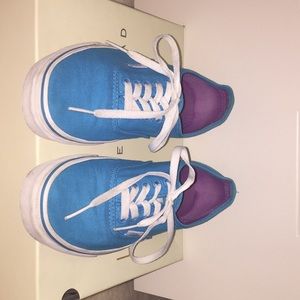 Vans Off the Wall teal blue and purple sneakers